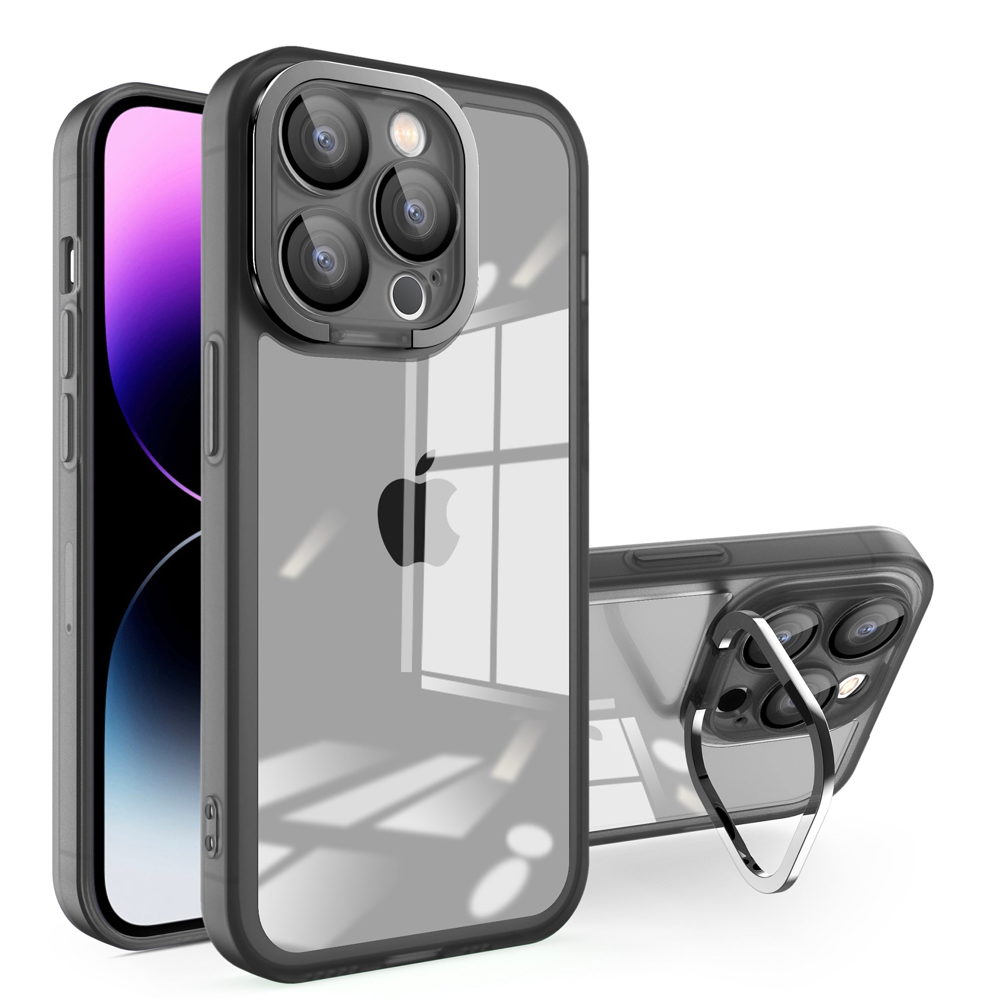 For iPhone 14 Pro Max Camera Protection Kickstand Cover Matte Clear Acrylic+PC+TPU Phone Case For iPhone 14 Pro Max Camera Protection Kickstand Cover Matte Clear Acrylic+PC+TPU Phone Case